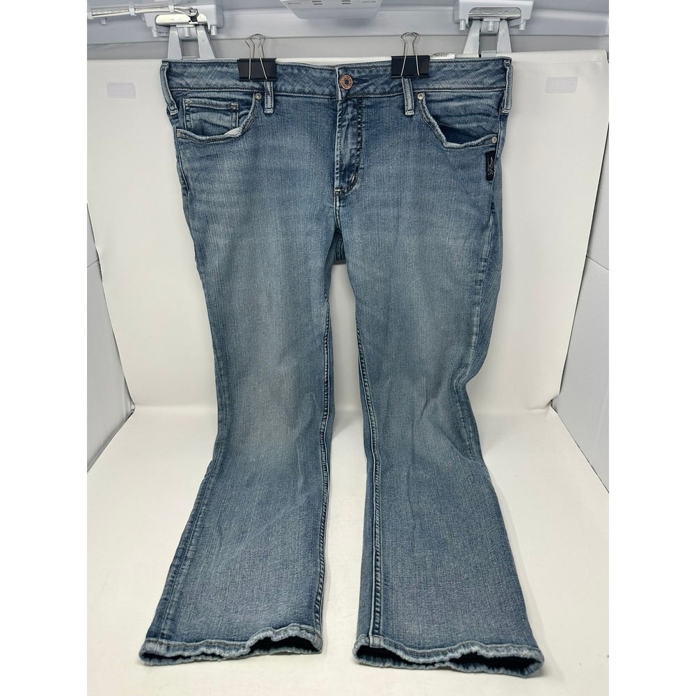 Silver Jeans Suki Straight Women W34 L30 Blue Medium Wash Distressed Denim